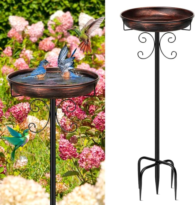35In Metal Bird Bath for Outside