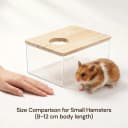 Hamster Sand Bath Box – Clear Acrylic Habitat Bath with Wooden Lid for Dwarf Hamsters