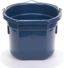 Flat Back Plastic Animal Feed Bucket | Animal Feed Bucket with Metal Handle | Horse Stall Feeding and Watering