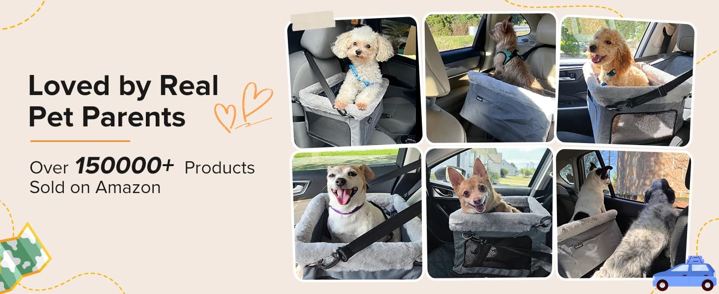 Deluxe Dog Booster Seat with Sturdy Metal Frame and Safety Leash for Small Pets up to 20 lbs - Portable Puppy β product details