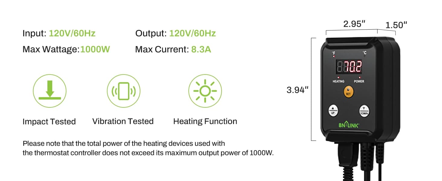 Reptile Thermostat Temperature Controller — product details