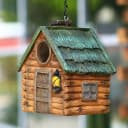 Bird Houses for Outside Real Wood-Look Resin Bird House with Hanging Chain – Waterproof and Durable Forest