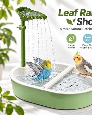 Indoor Bird Bath Fountain — Dual Rainfall Parrot Shower with Anti-Clog Pump and Filter Sponge — collection imagery
