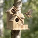 Large Wooden Bird House for Outside — 3-Hole Birdhouse