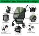 3 Wheel Pet Stroller Best Lightweight Foldable Compact Portable Jogger All Terrain Travel Pet Gear Puppy Kitty
