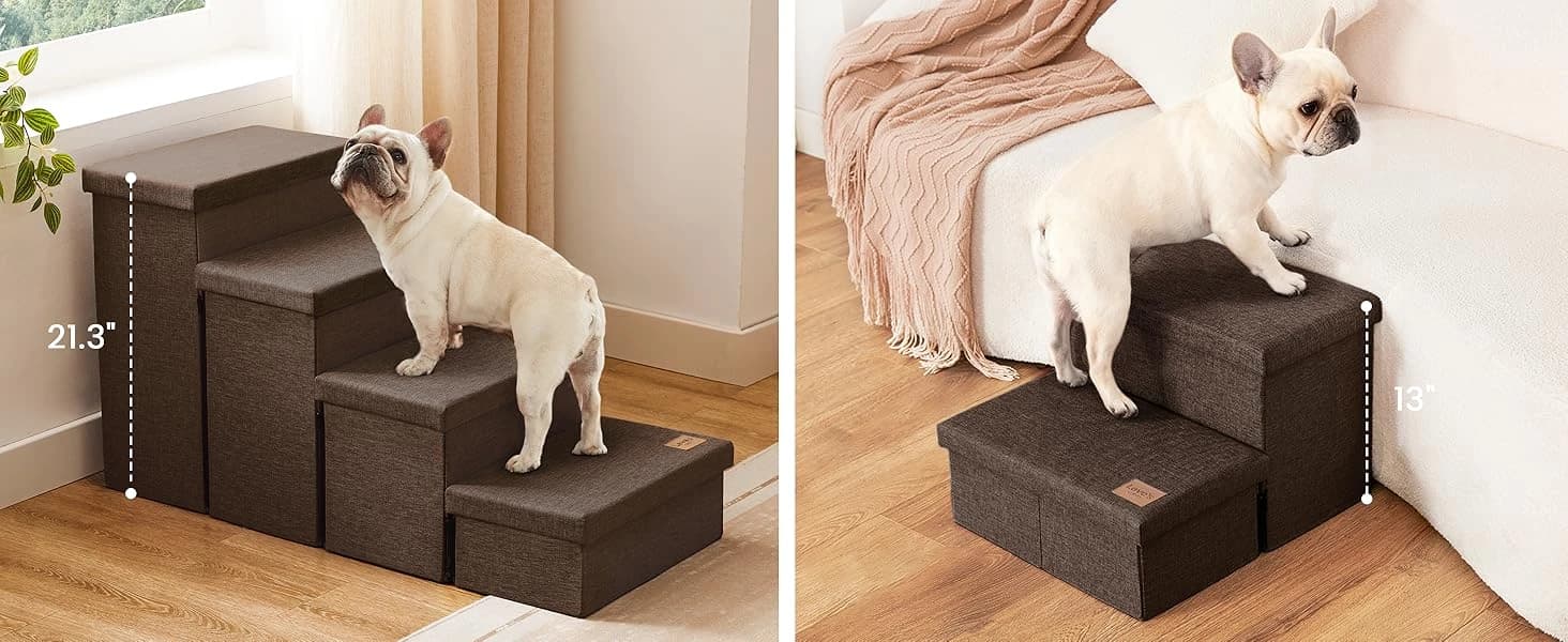 Dog Stairs for High Bed, Foldable Pet Stairs for Small and Medium or Large Dogs Puppy with Storage for Bed or — product details