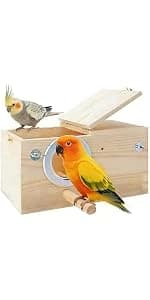 Parakeet Nesting Box — Wood Bird Nest House for Cage — product details