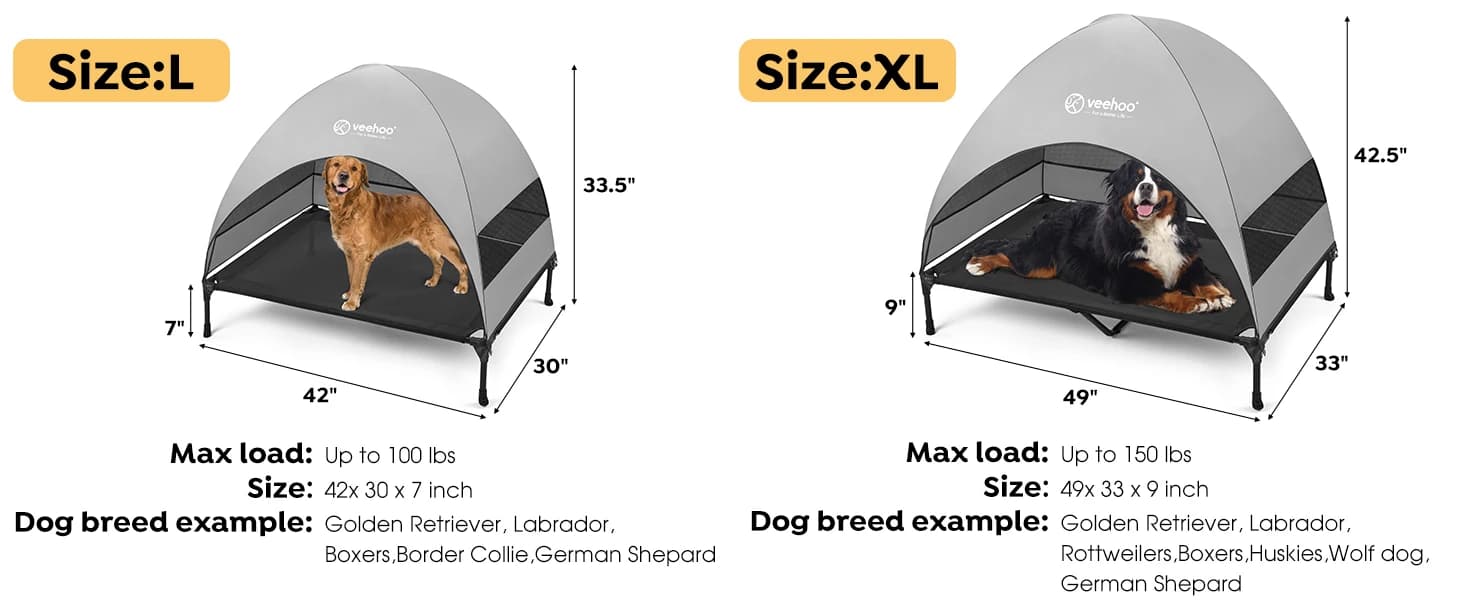 Outdoor Dog Bed with Canopy — Cooling Elevated Dog Shade for Outside — product details