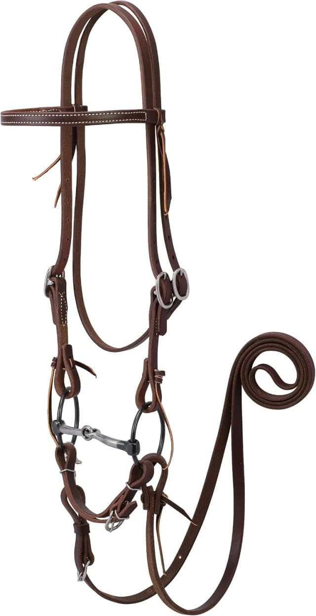 Weaver Leather Working Tack Bridle with Ring Snaffle Mouth Bit