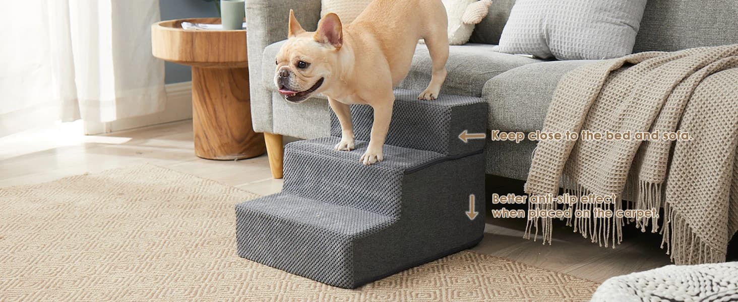 Dog Stairs for Bed 18" H — 4-Step Dog Steps for High Bed — product details