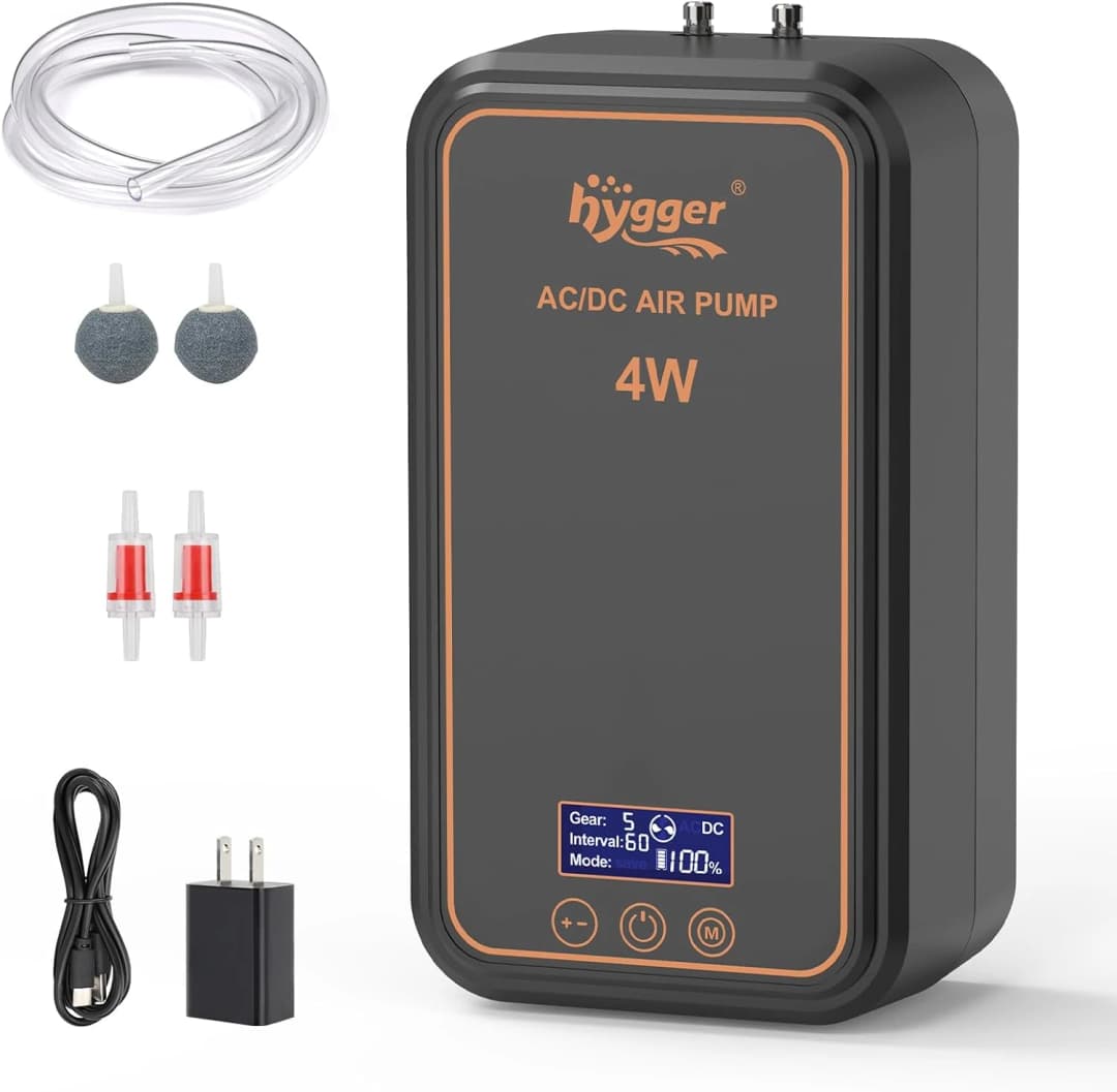 Aquarium Air Pump — Rechargeable Portable Oxygen Pump with Single/Dual Outlets