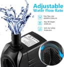 400GPH Submersible Fountain Water Pump for Pond Aquarium Hydroponics