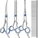 Professional 4 in 1 Dog and Cat Grooming Scissors Kit with Safety Round Tips