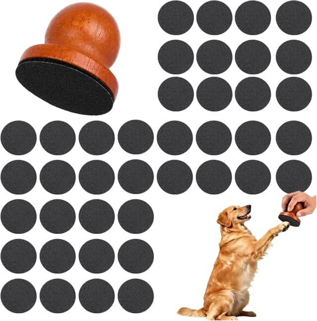 31 Pcs Dog Nail File, Wooden Manual Dog and Cat Nail Filer for Scratch Board with 30 Replaceable Discs