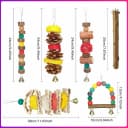 7 Pcs Natural Wood Bird Toy and Perch for Parakeets