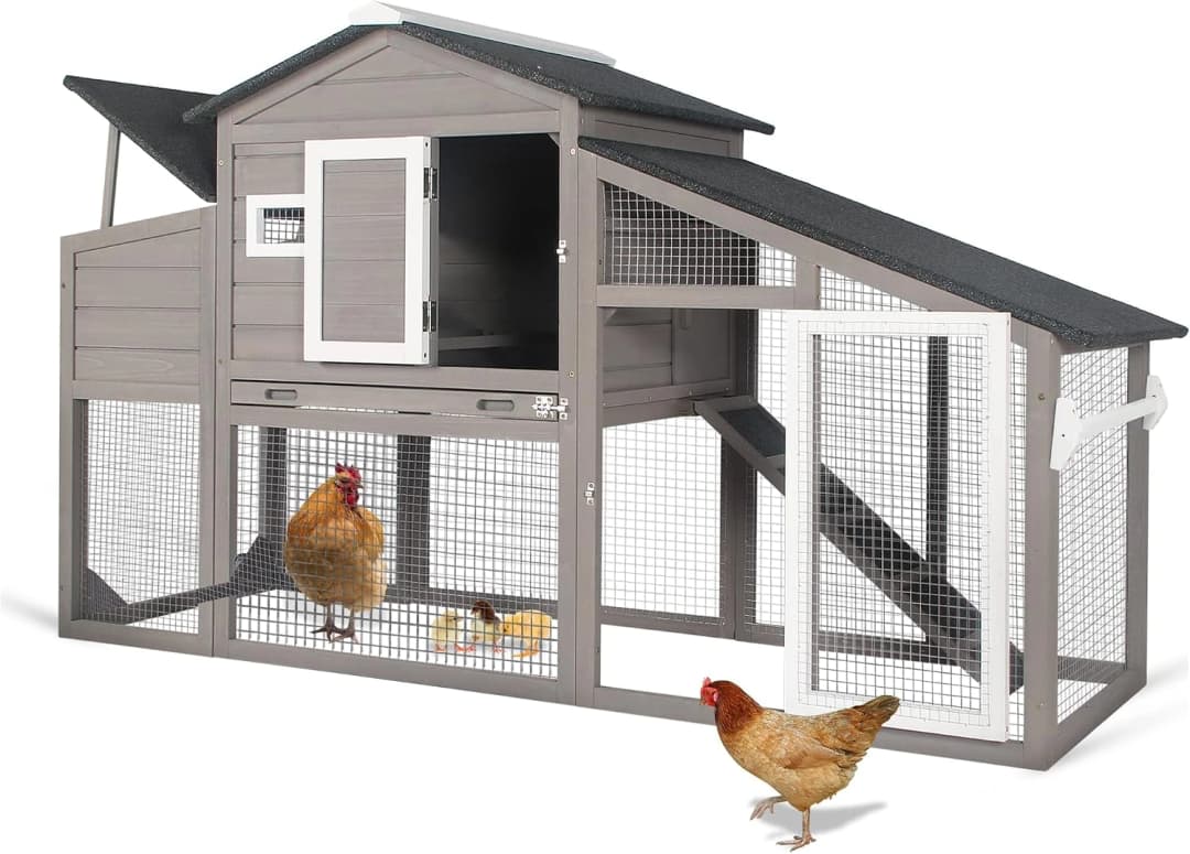 Large Wooden Chicken Coop with Run and Wheels