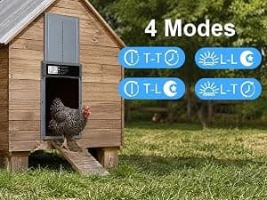 Automatic Chicken Coop Door Solar Powered with Timer and Light Sensor — FULL PROTECTION for YOUR CHICKENS