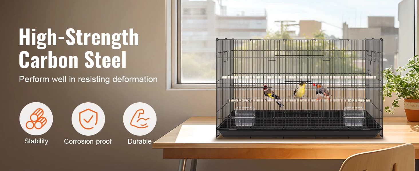 30 Inch Flight Bird Cage — Stackable Bird Cage Parakeet Cage with Slide-Out Tray and Handle — product details