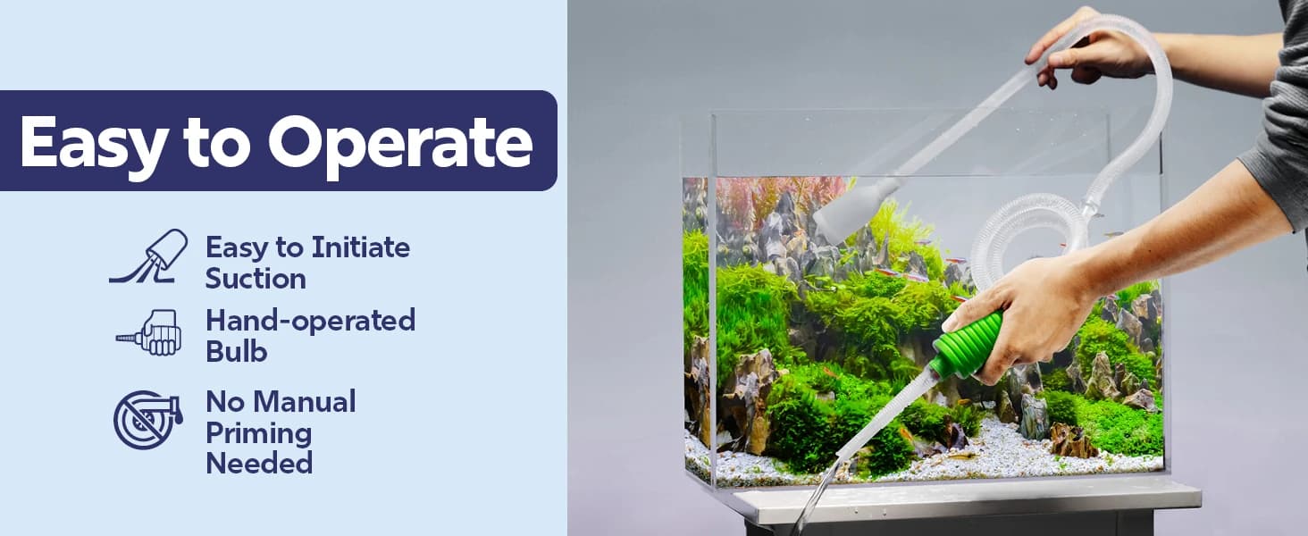 Fish Tank Cleaner - Turtle Tank Accessories - Gravel Vacuum for Aquarium - Hand Siphon Hose to Remove and — product details