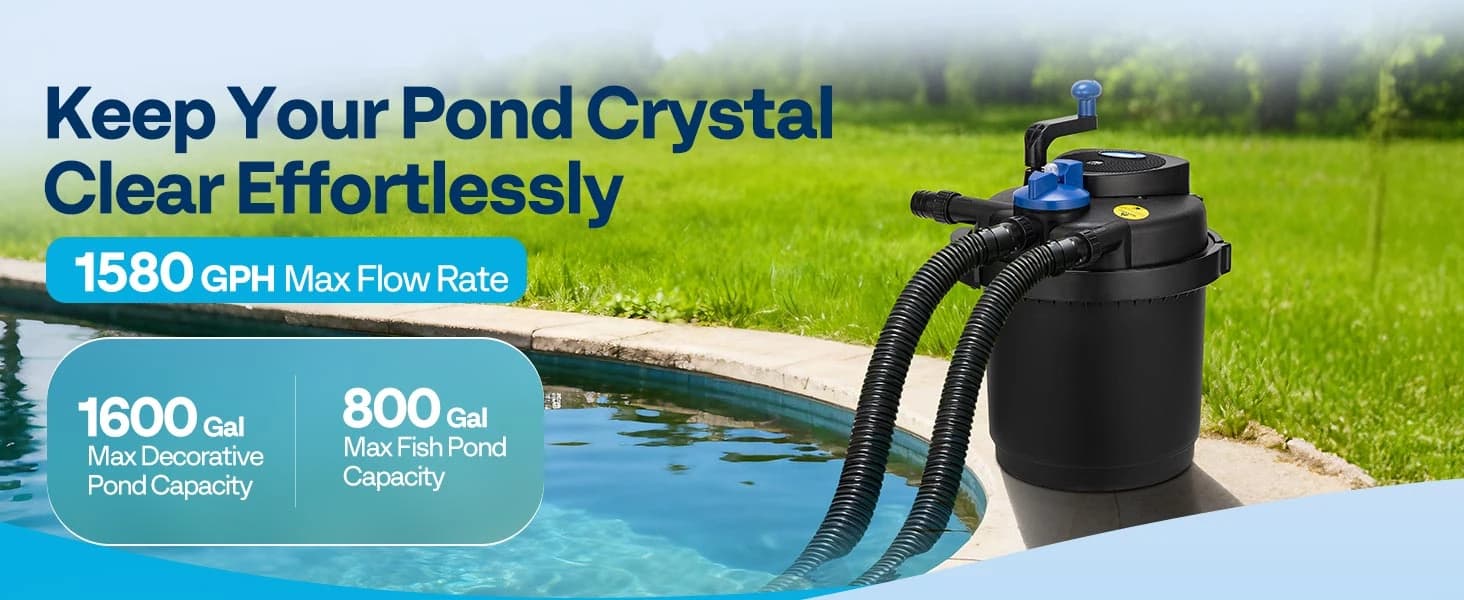 1580GPH Bio Pressure Pond Filter with 13W Light for Various Ponds — collection imagery