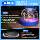 Foldable Dog Pool with Sprinkler and RGB LED Light