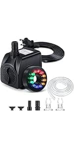 400GPH Submersible Fountain Water Pump for Pond Aquarium Hydroponics — product details
