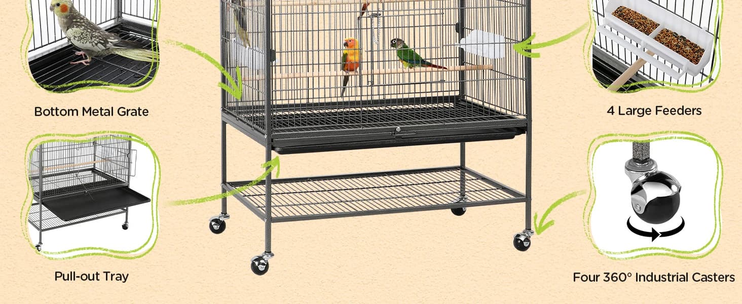 52" Large Bird Cage for Parakeets — product details