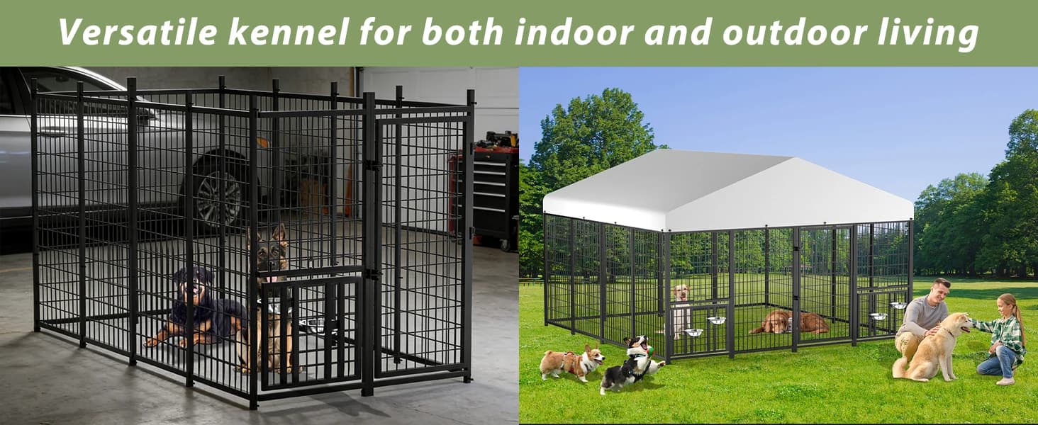 8' x 4' Outdoor Dog Kennel with Roof for Large Dogs — product details