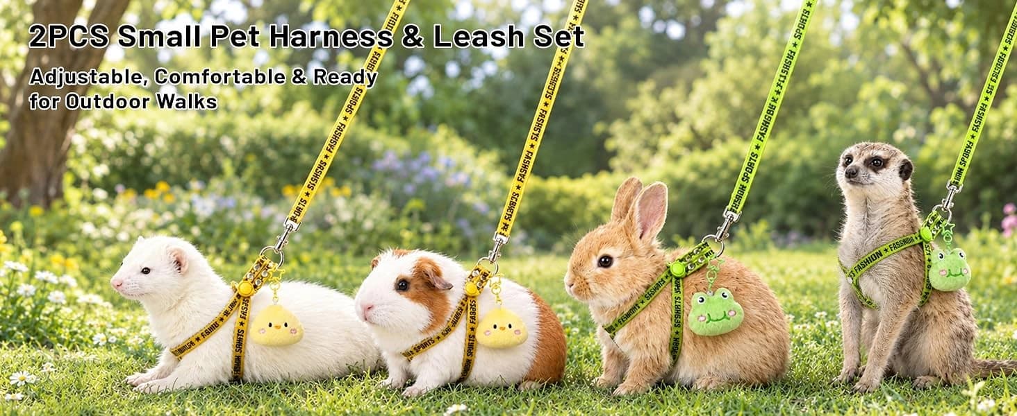 2PCS Ferret Harness and Leash — Adjustable Guinea Pig Harness — product details