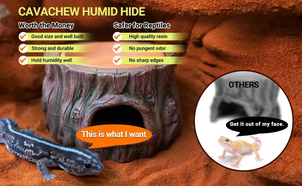 3 in 1 Reptile Hide Cave with Detachable Base and Humidity Dish — product details