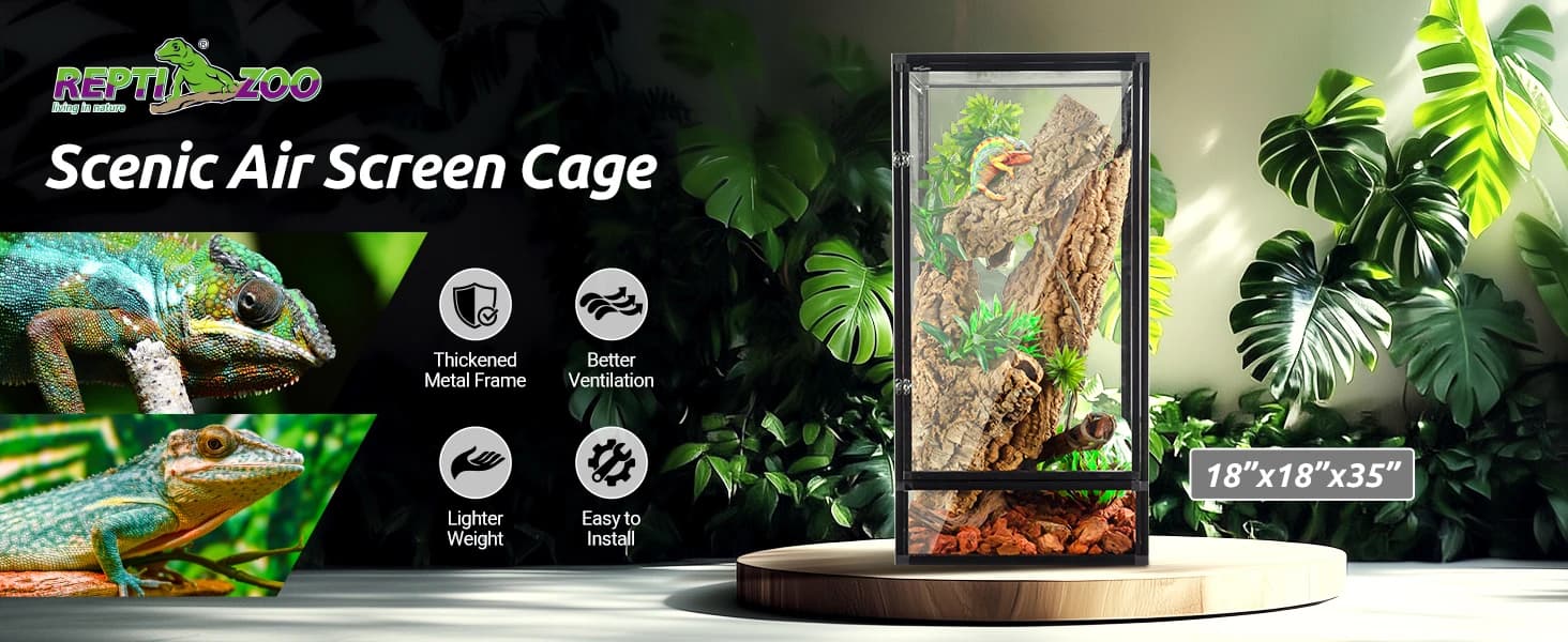 18" x 18" x 36" Front Opening Chameleon Cage with 3-Sided Metal Mesh — product details