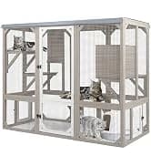 Outdoor Cat Catio Enclosures Large Wooden Cat House Patio for Indoor Cats Feral Cat Shelter with 2 Espace Doors — collection imagery