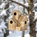 Large Wooden Bird House for Outside — 3-Hole Birdhouse