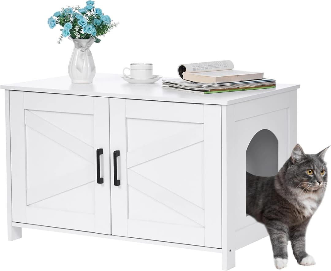 31.5" L Cat Litter Box Enclosure with Barn Door
