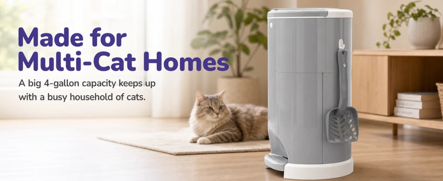 Litter Champ Cat Litter Disposal System — Hands-Free Pedal Trash Can — product details