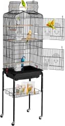 64-inch Open Top Large Parrot Bird Cage with Detachable Rolling Stand for Parakeets Finches Canaries Lovebirds