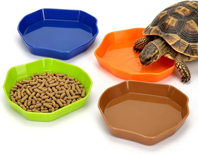 4Pcs Reptile Food Water Dish — Shallow Feeding Dish for Tortoise Terrarium