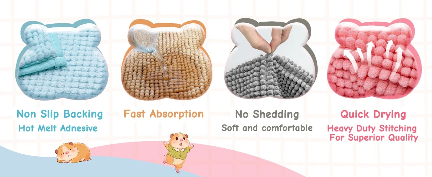 Guinea Pig Cage Liner — 4 PCS Washable Guinea Pig Bedding Fleece Mat — product details