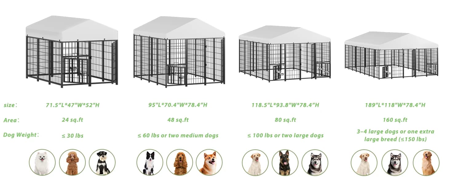 8' x 4' Outdoor Dog Kennel with Roof for Large Dogs — product details