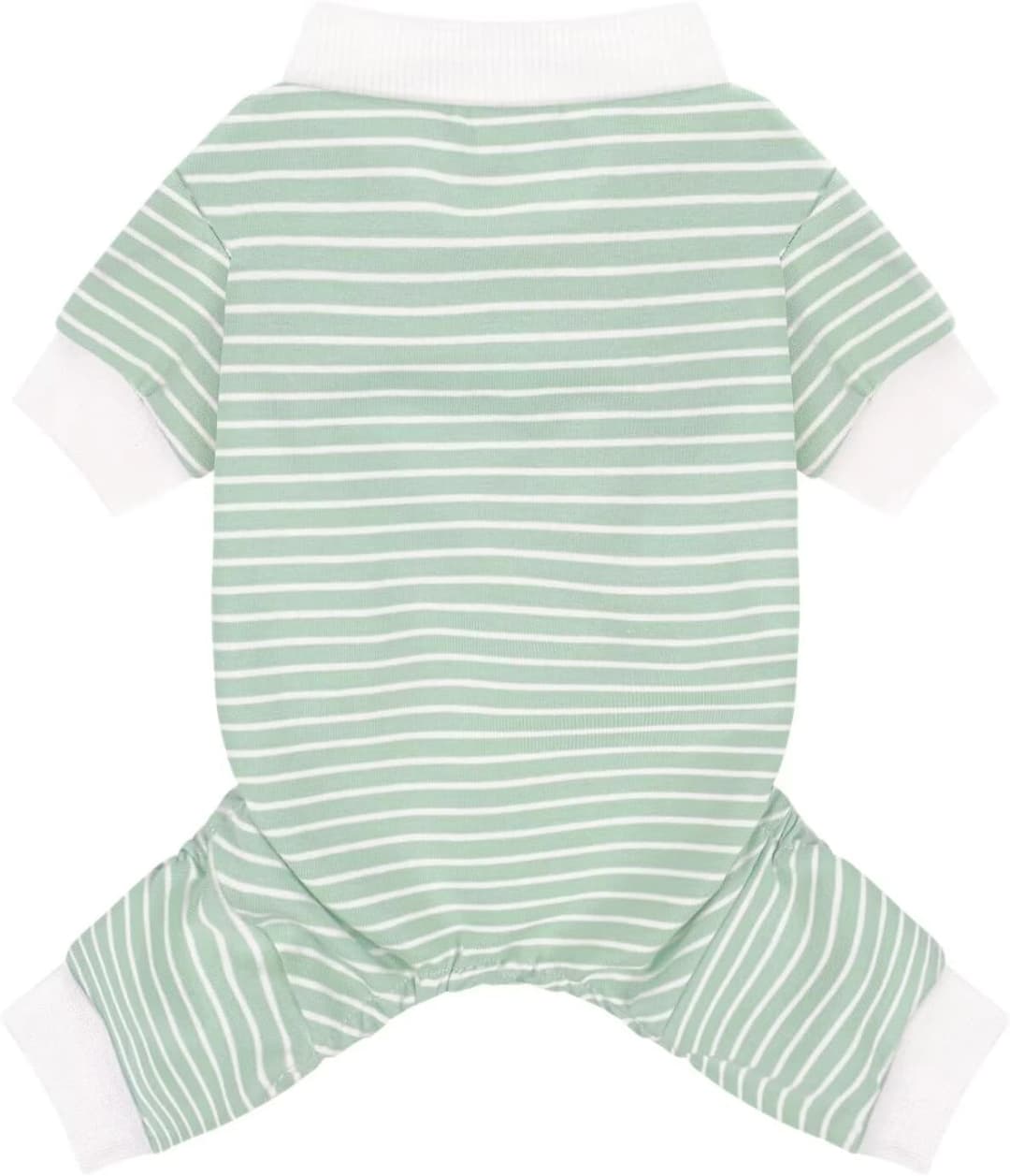 Green Striped Dog Pajamas: 4-Legged Cotton Stretchable Jumpsuit Pjs - Lightweight Cozy Puppy Onesie Clothes