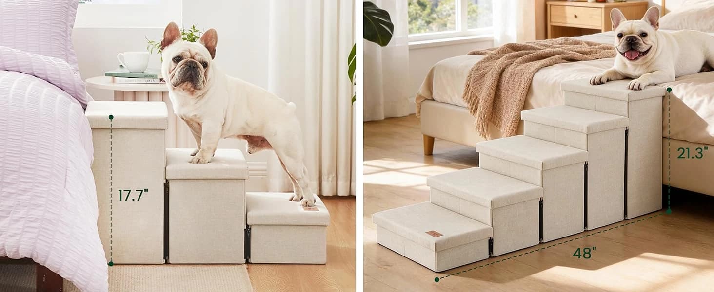 Dog Stairs for High Bed, Foldable Pet Stairs for Small and Medium or Large Dogs Puppy with Storage for Bed or — product details