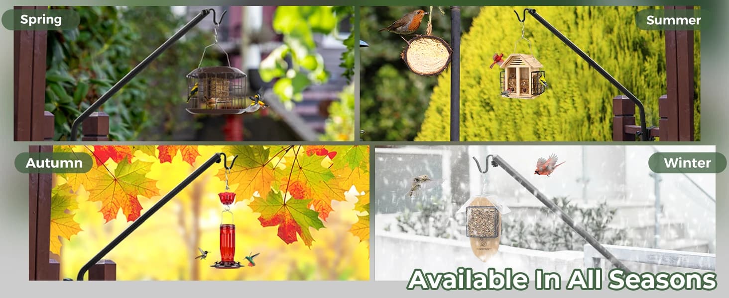 Heavy Duty Deck Hook — 27"-39" Adjustable Metal Deck Railing Hooks for Hanging Bird Feeders — Attract More Wild Birds To Your Yard All Year Round
