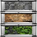 Reptile Terrarium Background 48"×24" 3PCS – Polyester Fabric Bearded Dragon Tank Decor with Gray Rock Bark and