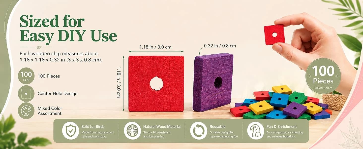Bird Toys: 100 Pcs Wooden Blocks — product details