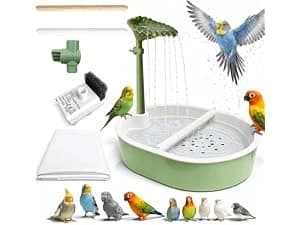 Indoor Bird Bath Fountain — Dual Rainfall Parrot Shower with Anti-Clog Pump and Filter Sponge — collection imagery