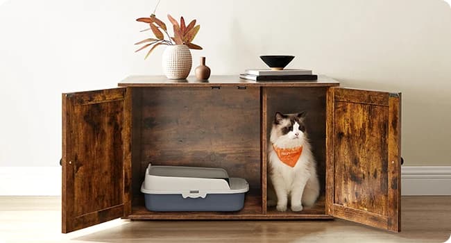 Cat Litter Box Enclosure — End Table — Litter Box Cabinet and Display Table