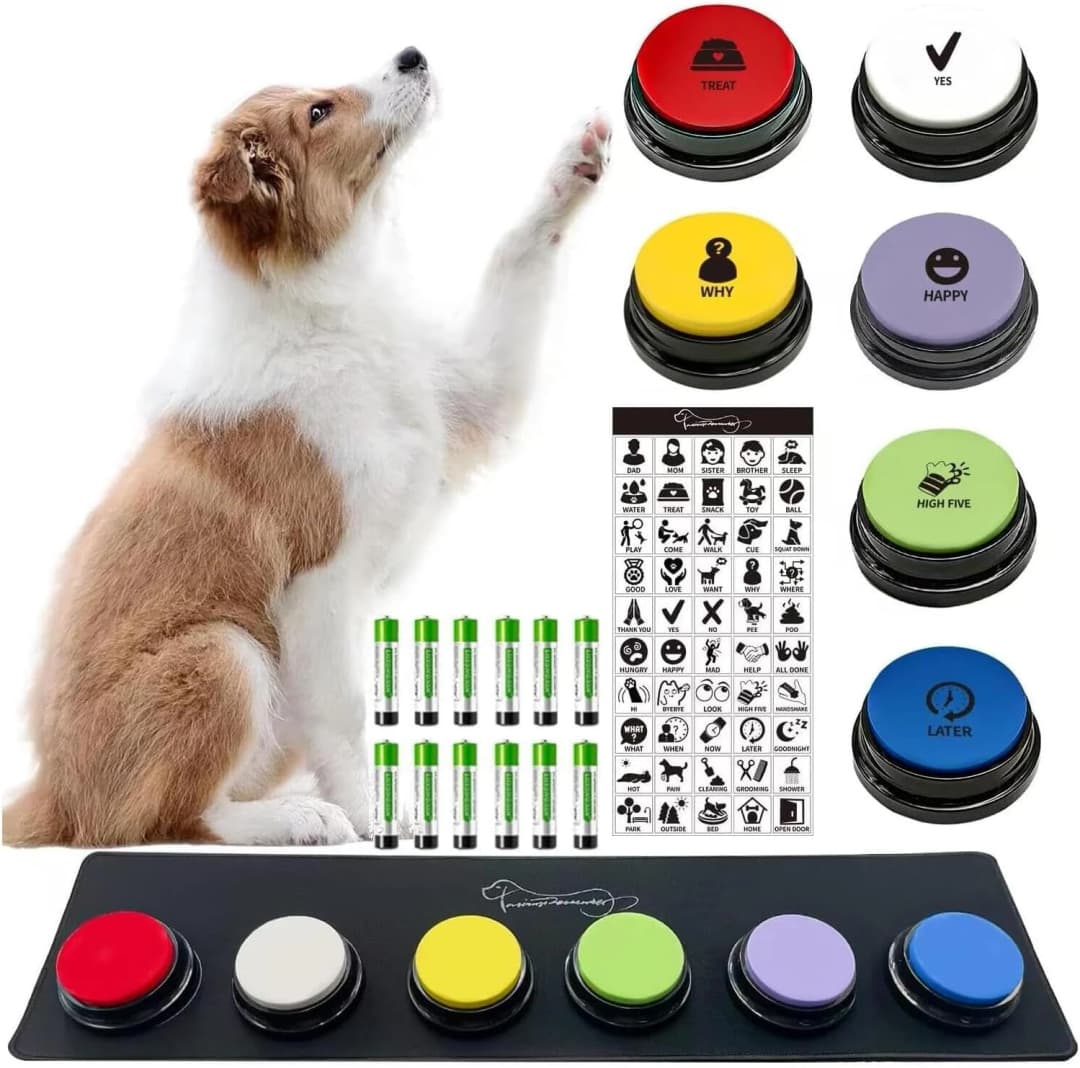 Set of 6 Recordable Buttons with Rubber Mat and 50 Training Stickers