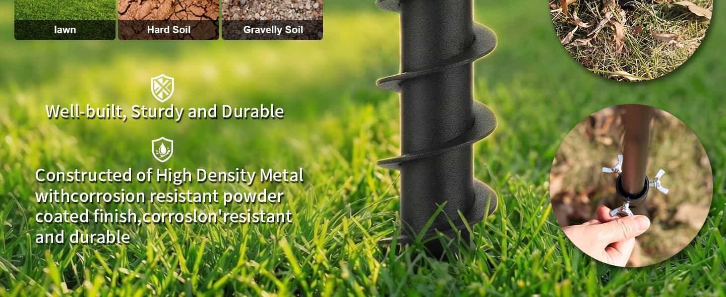 Heavy Duty Bird Feeder Pole - 109 Inch Adjustable 1 Inch Metal Bird House Pole with 14” Deep Auger Base | — product details