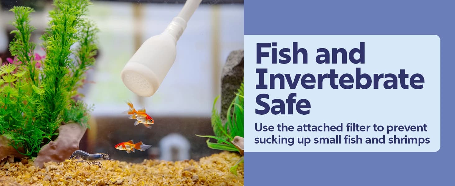 Fish Tank Cleaner - Turtle Tank Accessories - Gravel Vacuum for Aquarium - Hand Siphon Hose to Remove and — product details