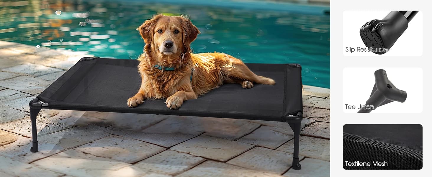 Outdoor Dog Bed with Canopy — Cooling Elevated Dog Shade for Outside — product details